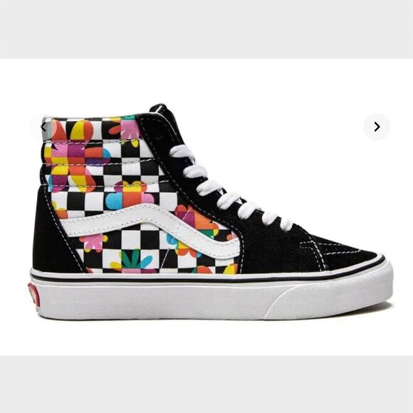 Vans Sk8-hi Floral Checkerboard High Top Sneakers - Size EU 37 - Picture 1 of 9